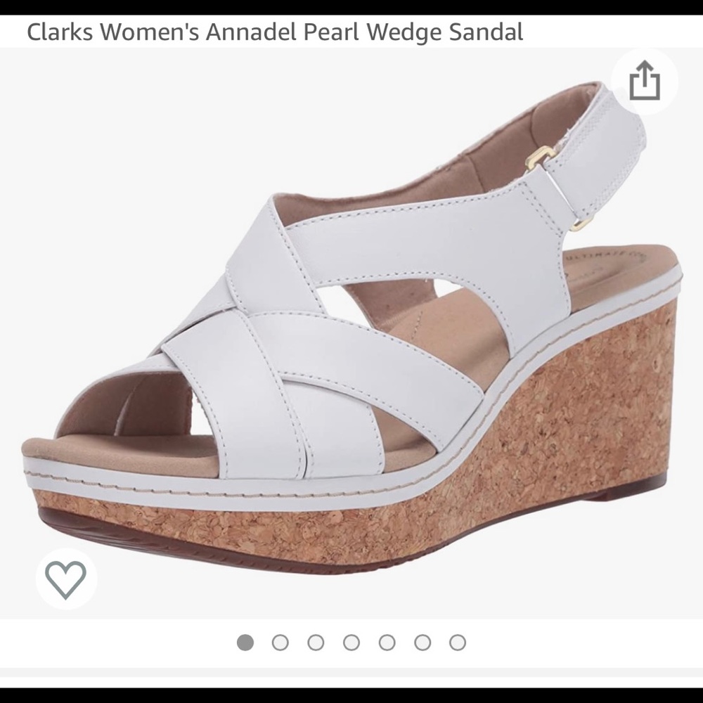 Clark Annabel Wedges. Sz7. White NWOT